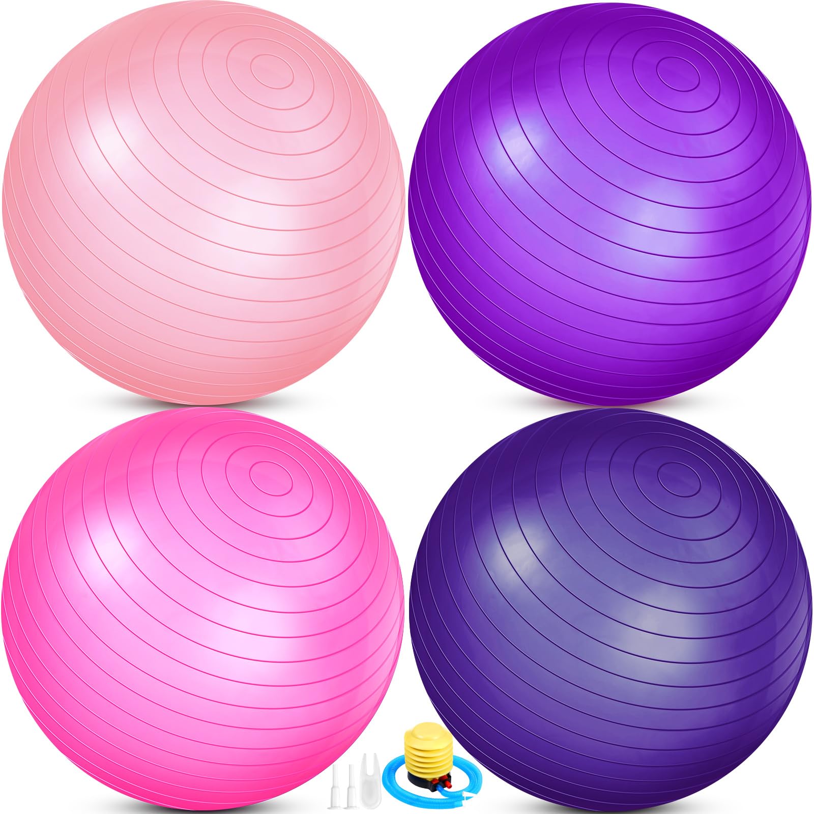 Photo 1 of Leyndo 4 Pcs 26 Inch Yoga Exercise Ball Pilates Pregnancy Birthing Fitness Ball with Quick Pump Anti Burst for Improved Posture, Balance, Yoga, Pilates, Training (Vivid Color)
