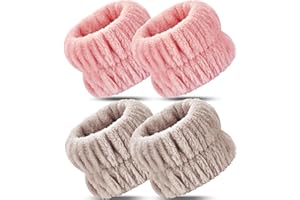 Darfukei Wrist Bands for Washing Face, 4pcs Spa Face Washing Wristbands, Microfiber Arm Wrist Towels, Absorbent Wash Wristbands for Woman Men, Prevent Water from Spilling Down Your Arms