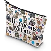 TSOTMO Roleplaying Game Cat Throwing Dice Gift Cat Lover Gamer Makeup Bag Game Gift for Women(& Cats bag)