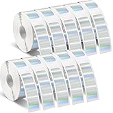 Gersoniel 1600 Pcs Label Tapes Compatible with D30 Label Printer Laminated Labeling Stickers Thermal Labels for Home Office, Holographic Silver 12 x 40 mm