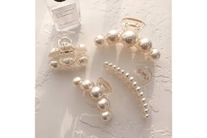 Pearl Hair Clips for Women, 4PCS Large Small Hair Claw Clip Strong Hold,Big Banana Jaw Clip Barrettes Nonslip,Hair Accessorie
