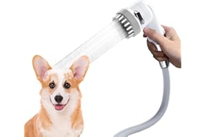 SHANDUS Dog Shower Attachment, Pet Shower Set with 9.84ft Hose, 3-mode Handheld Dog Shower Head, Pet Shower Attachment, No Drill Hook, Pet Bathing Tool