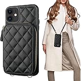 Bocasal Crossbody Wallet Case for iPhone 11, RFID Blocking PU Leather Zipper Handbag Purse Flip Cover, Kickstand Folio Case with Card Slots Holder Wrist Strap Lanyard 6.1 Inch (Black)