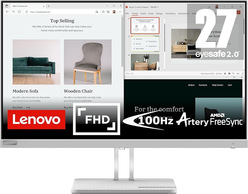 Lenovo L27e-40 27 inch FHD Monitor 100Hz 4ms VA Panel HDMI VGA