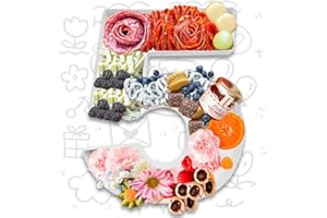 12 inch Fillable Number Paper Mache Cardboard Cutouts Sweet Charcuterie Board Tray Box (White, 5 Shaped)