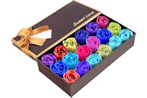 OFKPO 18pcs Soap Rose Flower, Scented Bath Soap Handmade Rose, Soap Petals in Gift Box for Birthday/Wedding/Valentine's Day(C