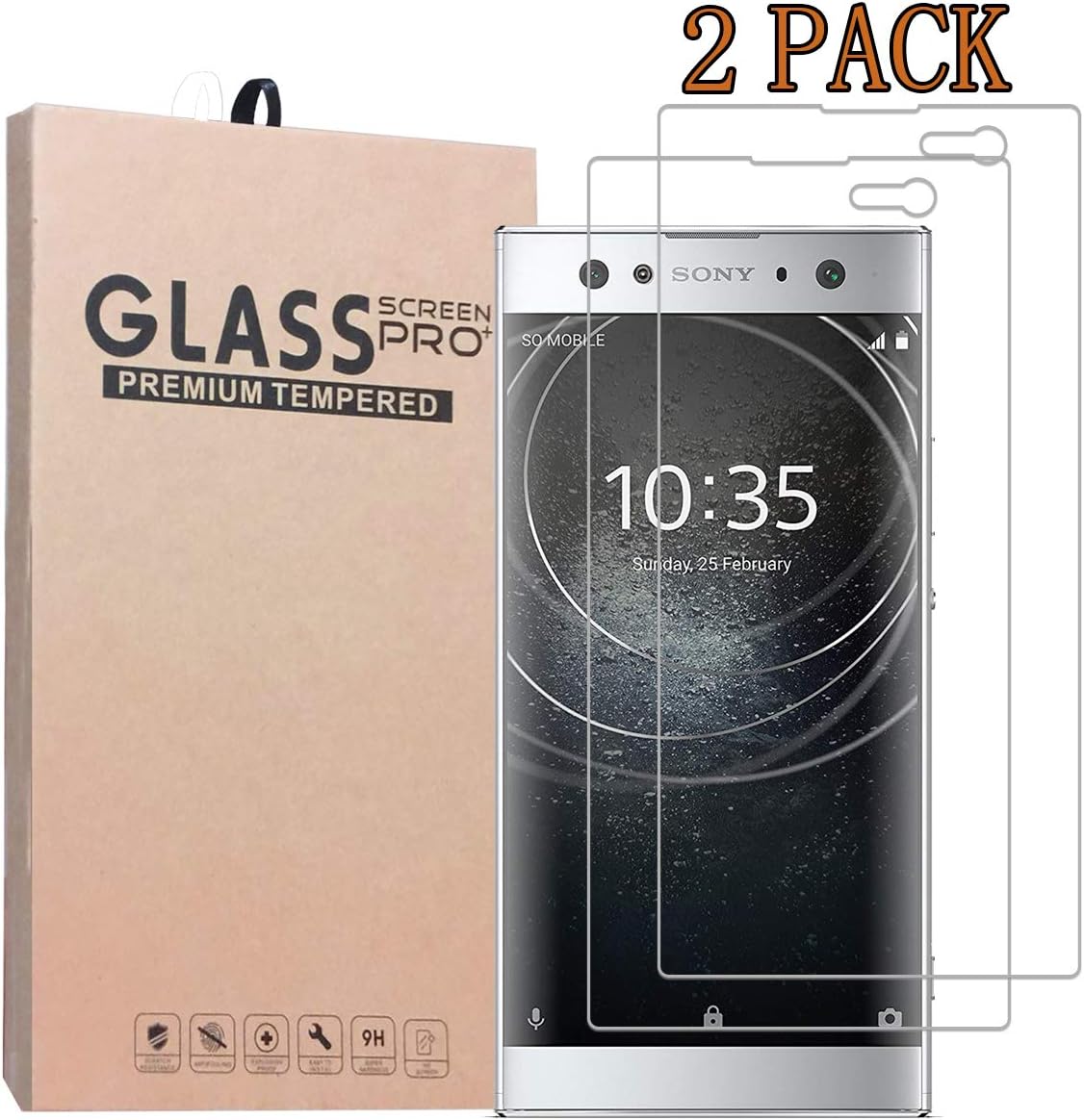 [2-Pack] SHENGSHUO Screen Protector for Sony Xperia XA2,Premium Quality Tempered Glass Protective Film 0.33mm Anti-Bubble Shield 9H Hardness Clear Scratch Resist Bubble-free Anti-Fingerprint