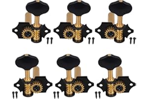 Yibuy Zinc Alloy Black Golden Open Style Guitar Machine Head Tuning Pegs Locking Tuners 3L 3R 18:1 for Classical Guitar