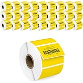 HOUSELABELS 2.25" x 1.25" Yellow Address Labels on 1" Core Compatible with Zebra and Rollo Printers, 28 Rolls / 1,000 Labels per Roll