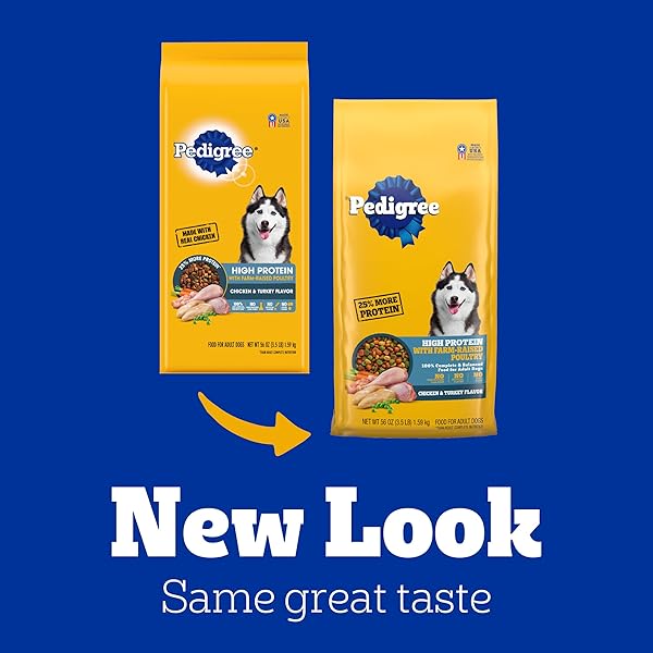 PEDIGREE DRY DOG FOOD FOR ADULT DOGS, HIGH PROTEIN, TURKEY AND CHICKEN FLAVOR, 3.5 LB. BAG