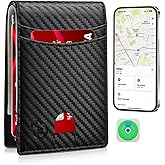Smart Wallet for Men for Apple Find My App Functions for Air Tag Wallet Tracker Bifold Card Holder Wallet with Gift for Christmas(Not For Android) (Carbon Black+Black)