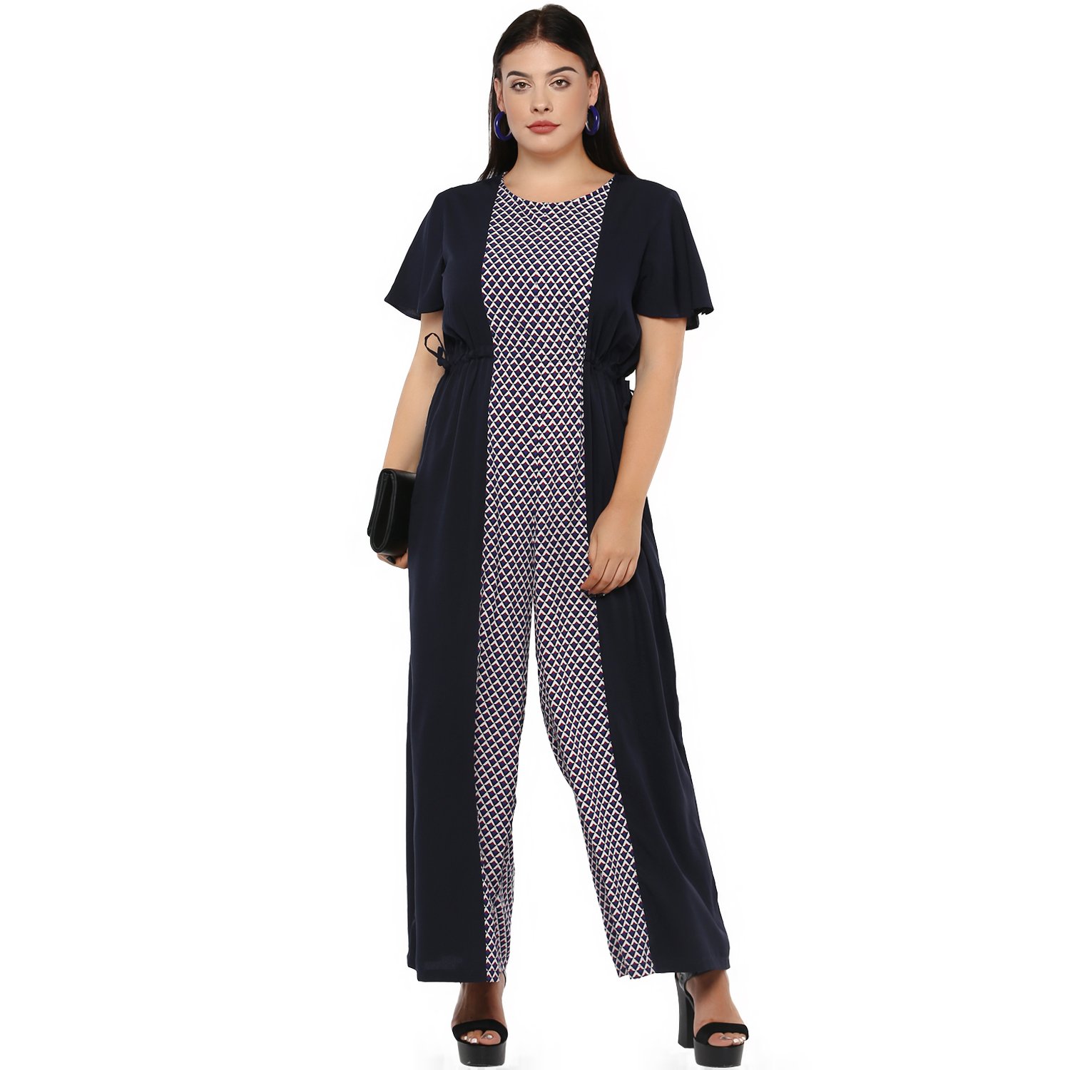 lastinch blue white printed plus size jumpsuit(size m - 8xl)