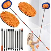20 Feet High Reach Wall Duster - Chenille Microfiber Cleaning Head Wall Mop with 3-14 ft Spliceable Pole | Wall Cleaner for Roof Car Home Walls and High Ceilings | Washable Cleaning Cloth