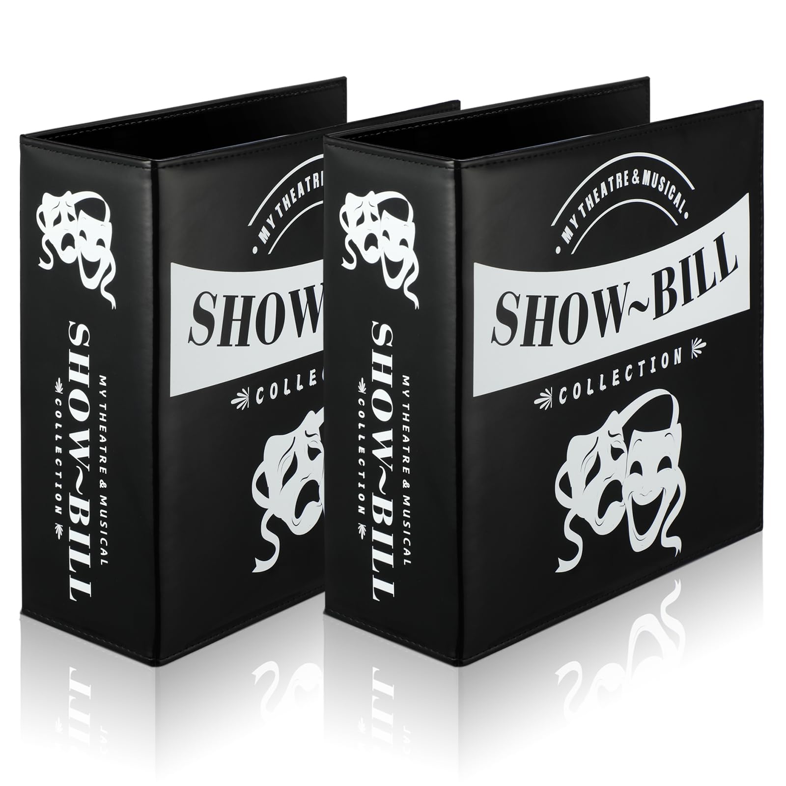 Photo 1 of Sinload 2 Set Show Bill Binder with Sleeves for Broadway and Theatre 3 Ring Theater Program Holder with 40 Sheet Protectors PU Leather Playbill Binders Broadway Playbill Holder (Black)