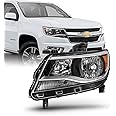 AKKON - Black Headlight [Halogen Type] Fits 2015-2022 Chevy Colorado Driver Left Headlamp Replacement 15 16 17 18 19 20 21 22