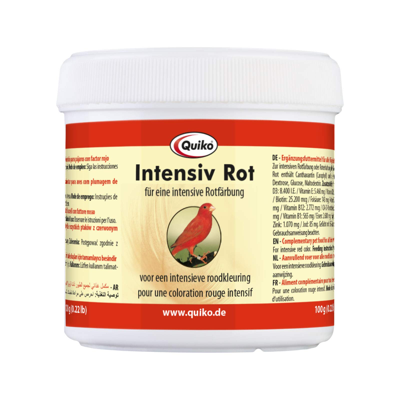 Quiko Intensive Red 100g - Supplementary Food for Birds With Red Factor - For Intensive Colouring and Colour Intensification of Plumage