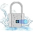 YOKEYS Fingerprint Lock, Intelligent Fingerprint Lock IPX22 Waterproof Smart Lock Fingerprint, Suitable for Door, Suitcase, Backpack, Gym, Bicycle (Silver)
