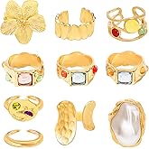 NEWITIN 8 Pieces Turquoise Rings for Women Spoon Ring Adjustable Western Ring Feather Boho Statement Rings Vintage Turquoise Jewelry Gifts for Women Men