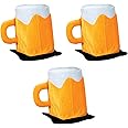 Beistle 3 Piece Plush Fabric Beer Mug Hats For Oktoberfest Theme Happy St. Patrick's Day Party Costume Accessories, Celebrating With You Since 1900, Yellow/White/Black