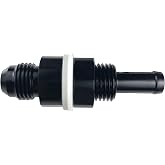 8AN Male Flare to 3/8 Hose Barb Fuel Cell Hose Line Fittings Adapter Aluminum Fuel Tank -8 AN Flare Bulkhead to 3/8" Push On Barb Connector with 2 Teflon Washers Black