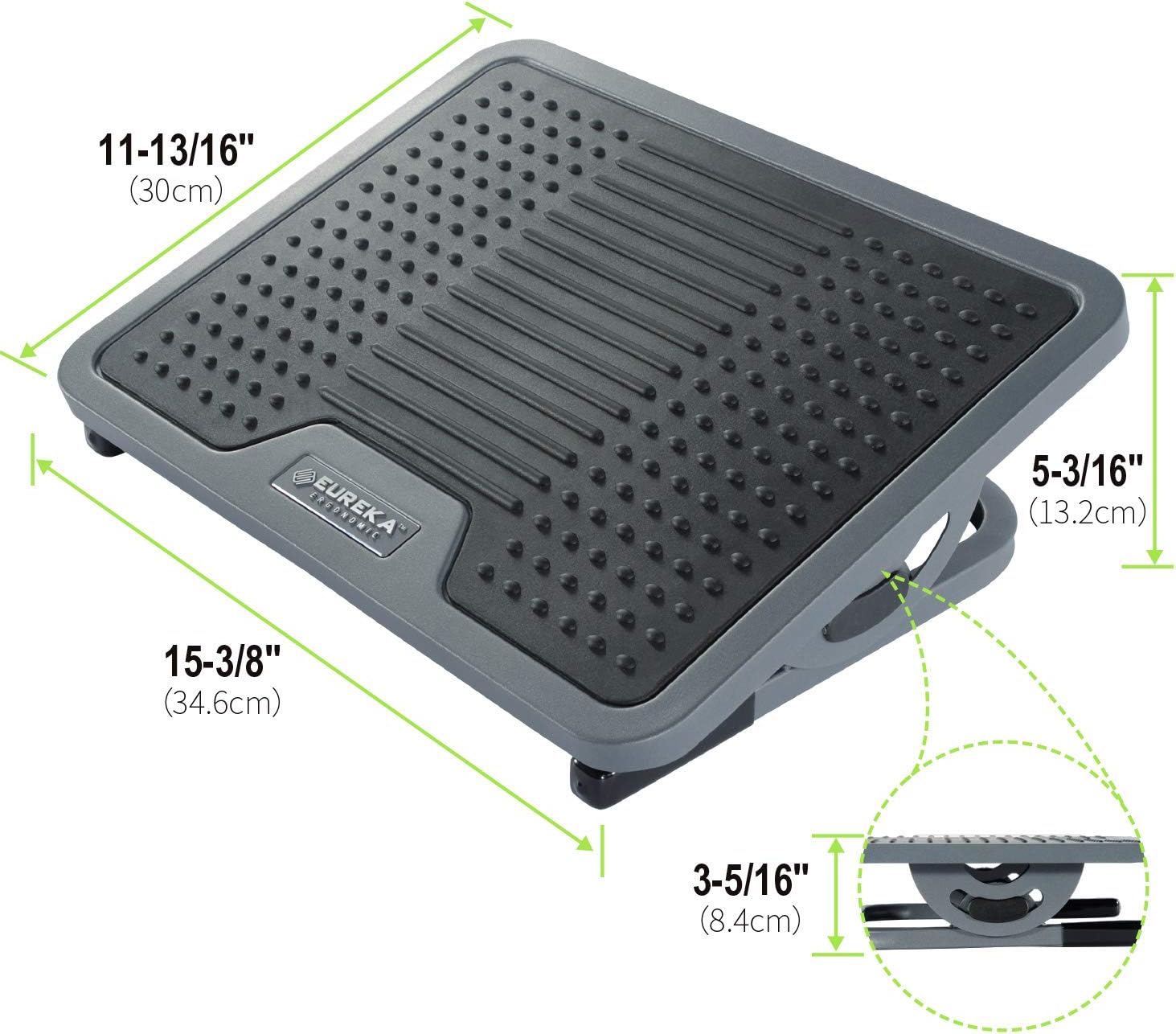 DESIGNA Adjustable Under Desk Footrest with Massage Surface, Ergonomic Foot Rest Tilt Angle Adjustment for Home Office, Metal, Black & Gray : Office Products