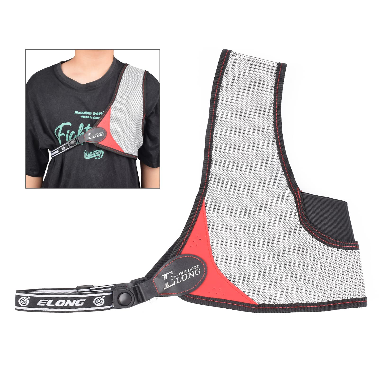 ELONG OUTDOOR Archery chest Guard Upgraded Version Black Adjustable Simple Nylon Mesh Archery Chest Protector