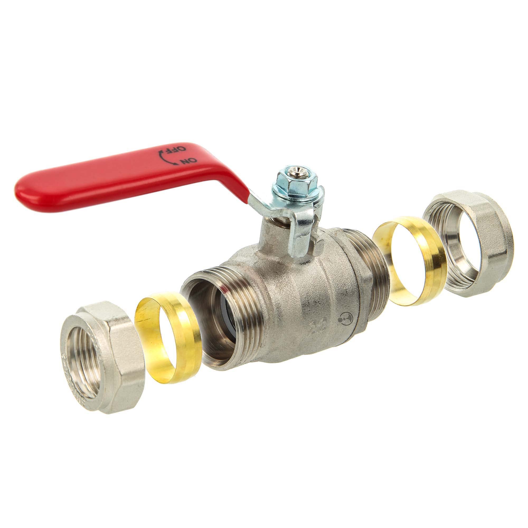 Ball Valve with Compression Fitting for Copper Tube Ø 28 mm