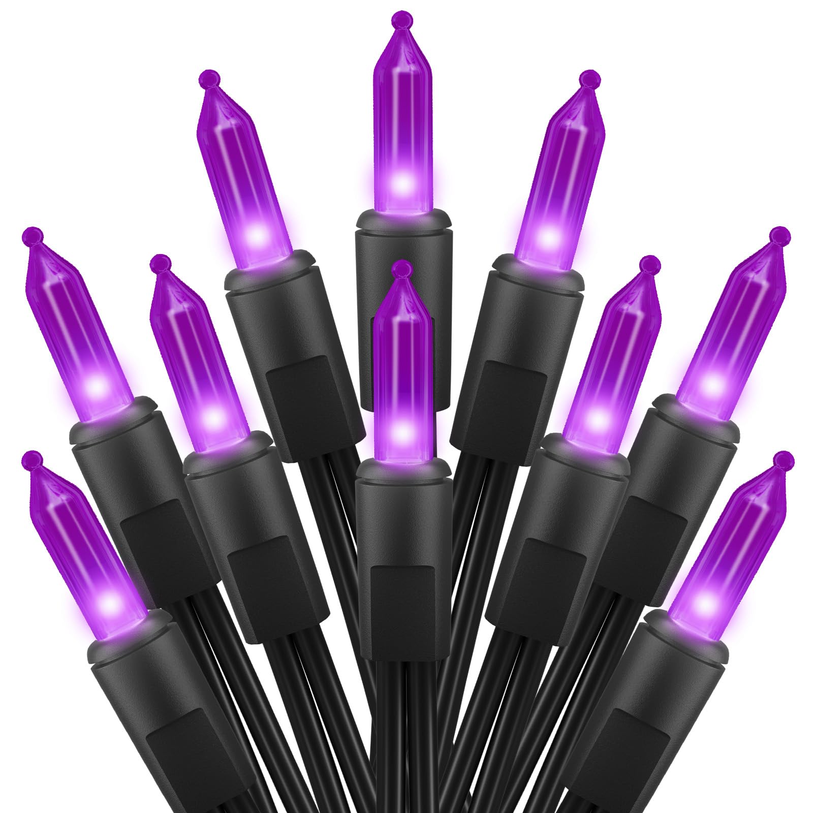 Photo 1 of Purple Halloween Mini Lights, 50 Count 13 Feet Incandescent Bulb Mini String Lights, Connectable Halloween Light for Haunted House Ghost Party Holiday Window Indoor Outdoor Decoration, Purple