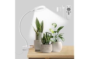 KNHUOS Grow Lights, Full Spectrum 3 in 1 Clip on LED Grow Light with 360° Gooseneck, 4/8/12Hrs Timer 10 Dimmable Brightness f