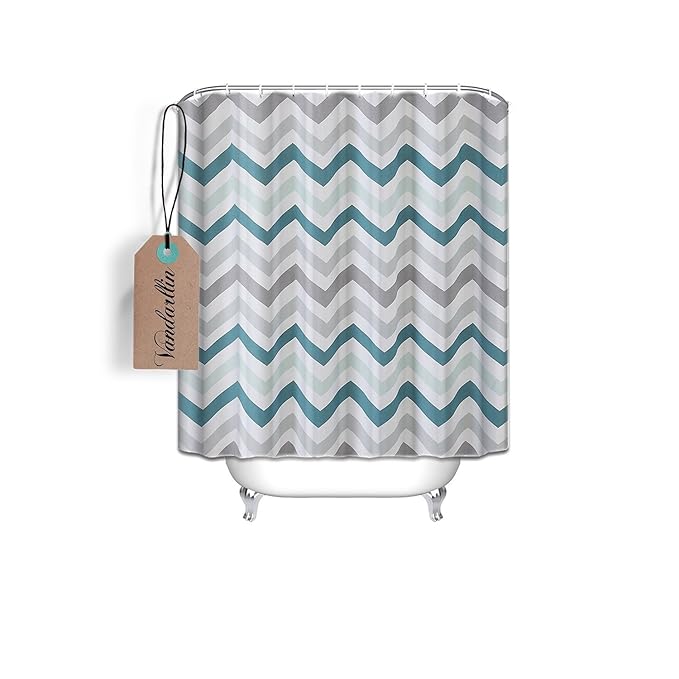 Vandarllin Chevron Pattern Design Fabric Shower Curtain