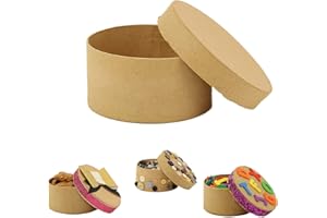 Better Crafts Round Paper-Mache Box DIY Gift Box with Lid (Pack of 6)