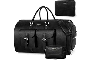 Garment Bag for Travel Leather Convertible Carry on Garment Duffel Bag for Men Travel Waterproof Large Weekender Bag for Men 