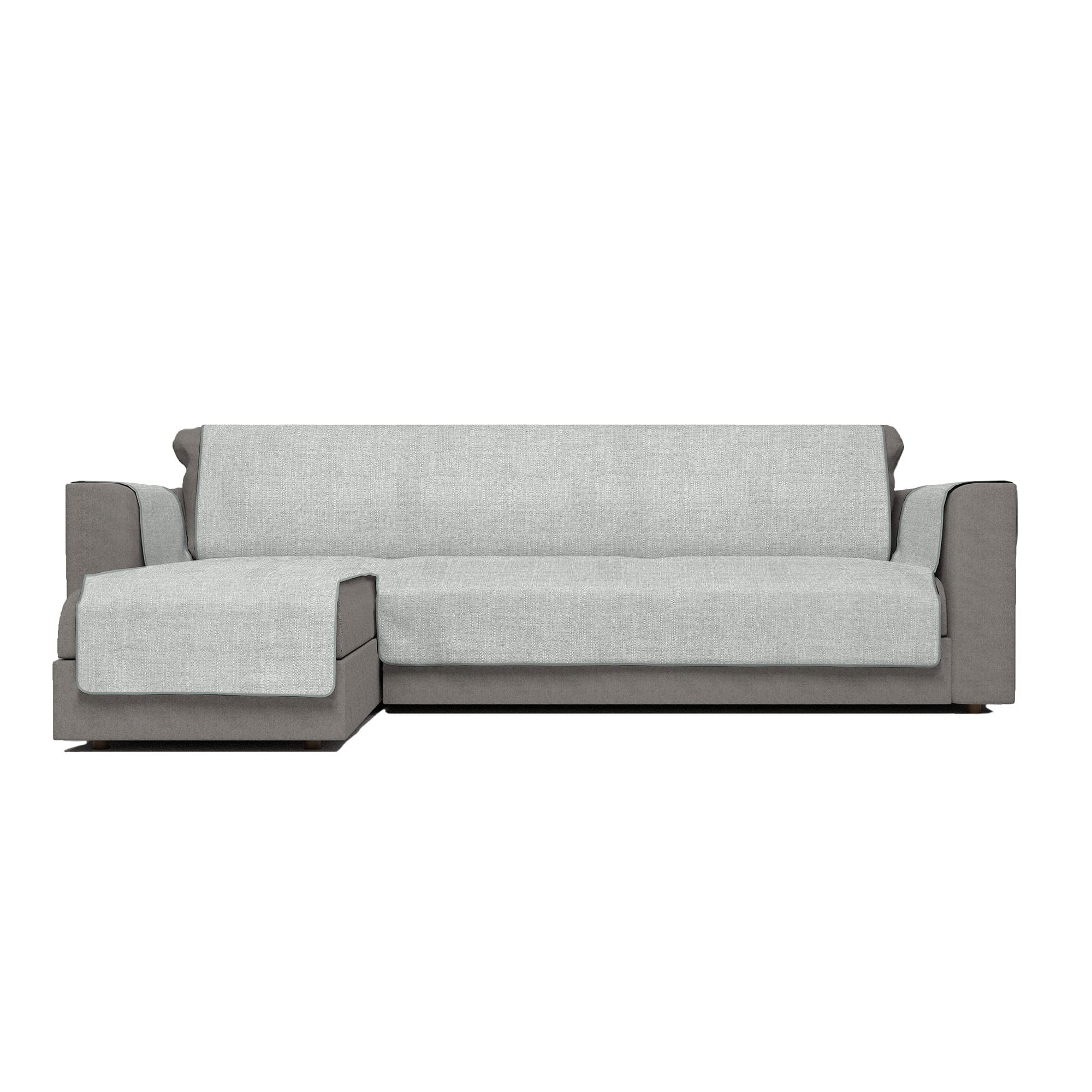 Italian Bed Linen Comfort anti-slip sofa cover with chaiselongue,290cm, grey, Polyester
