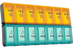 Mossime XL Large Daily Pill Organizer 2 Times a Day, Extra 7 Day Pill Box Am Pm, Weekly Day Night Vitamin Holder, Medicine Organizer, Big Pill Container, Medication Dispenser 14 Compartments