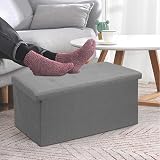 Dripex Folding Linen Storage Ottoman 120L 110x38x38 Light Grey view 2