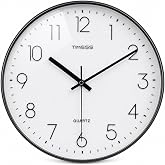 TIMESS 12 Inch Silent Wall Clock，High-Precision Analog Clock，Black&amp;White | Battery Operated,Non-Ticking Sweep Movement，Classroom,Office,Living Room，Bedroom,Easy-Read,No Drill，Modern Decor