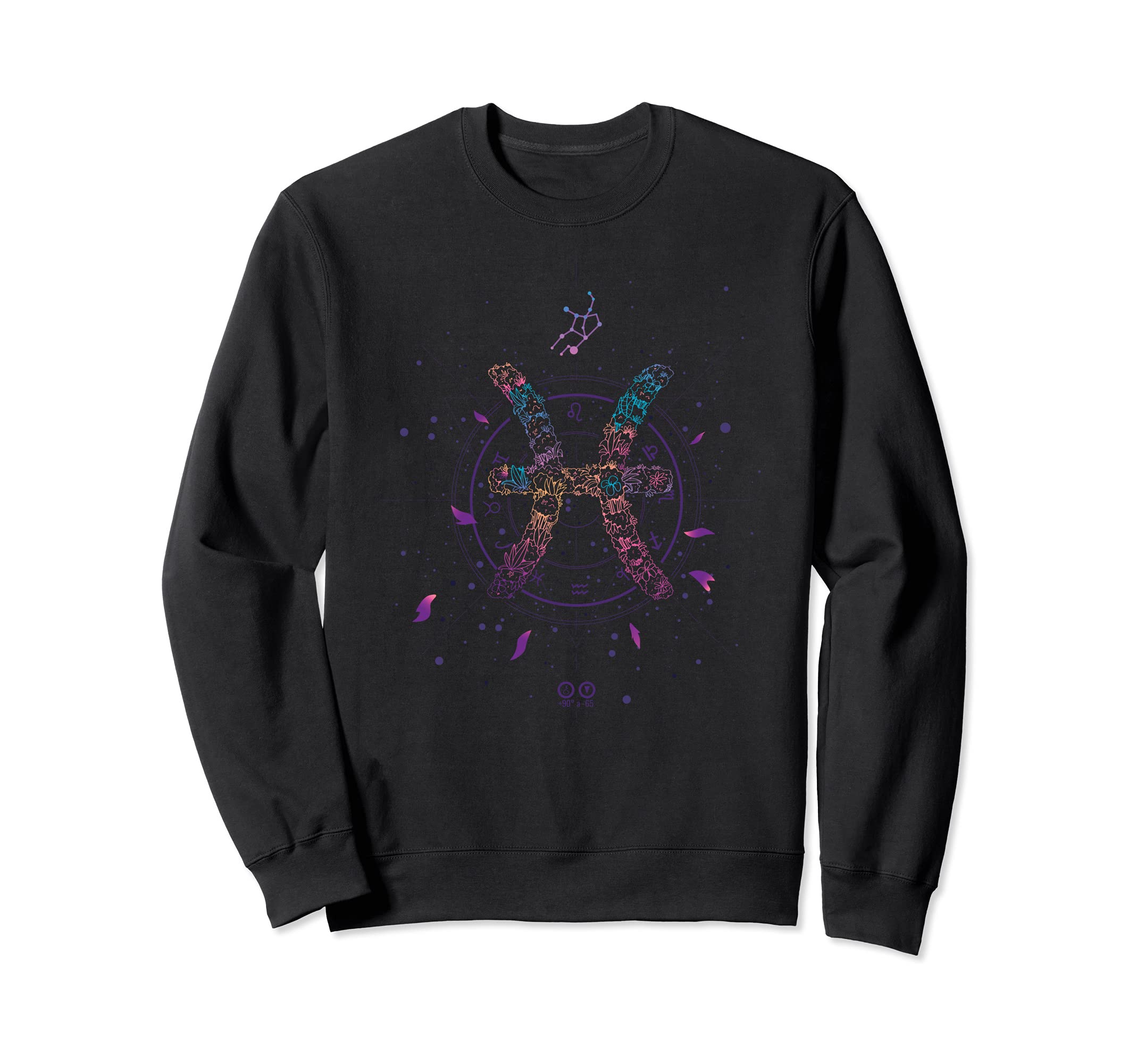 PISCES FLORAL ZODIAC SIGN Astrological Vaporwave Line Art Sweatshirt