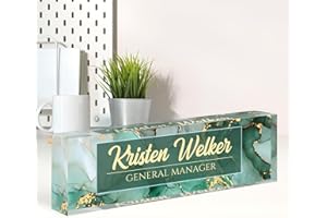Name Plate for Desk, Personalized Green Office Decor, Acrylic Desktop Accessories, Gifts for Boss, Nurse, Teacher, Coworker, 