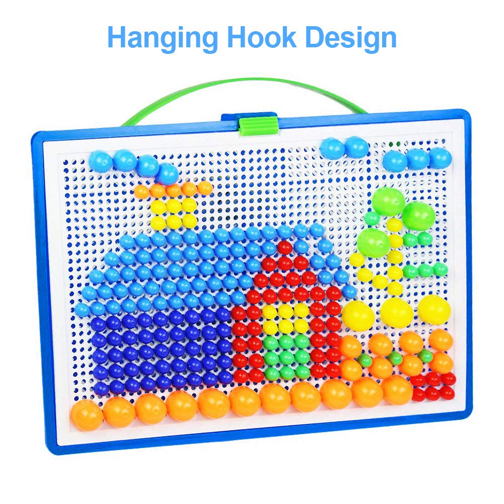 SENWOW 296Pcs Creative Mosaic DIY Puzzle Mushroom Nail The Composite Picture Peg Puzzle Game Intelligent 3D Games Educational Toys for Kids Children