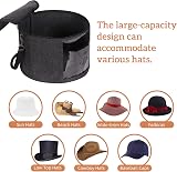 Ohiyoo Large Foldable Felt Hat Box with Lid, Handles, Shoulder Strap - Dark Grey view 5