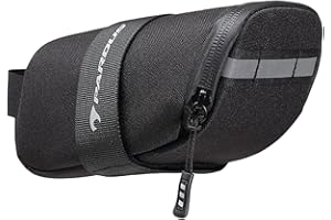 PARDUS Bike Saddle Bag, Water Resistant Bicycle Seat Bag, Durable Under Seat Storage Pouch with Multi-Tool Sleeves, Small Compact Bike Bag, Black