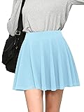 MBJ WB2382 Women's Casual Mini Flared Plain Pleated