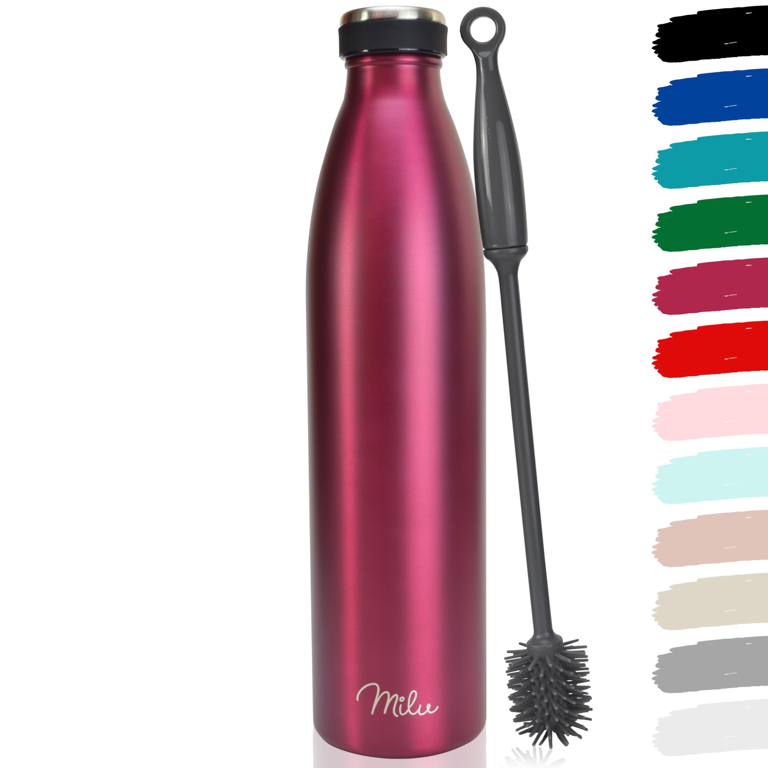 Milu Stainless Steel Drinking Bottle 1500 ml - Insulated Thermo Flask for Water - Leak Proof, Insulated and Double Walled, Carbonated (Berry, 1,5L)