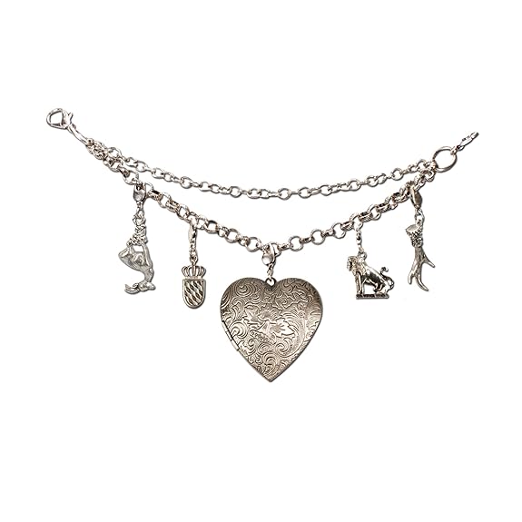Heimatflüstern Trachtenschmuck * Damen Charivari Amulettherz * Trachtenkette mit verschiedenen Trachten-Anhängern * Dirndlket