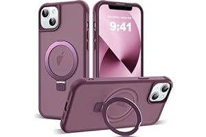 SKYLMW Compatible with iPhone 13 Case & iPhone 14 Case with Invisible Magnetic O-Ring Stand Translucent Phone Cases for 13 & 14 6.1" [Compatible with Mag-Safe][Great Grip Feeling], Wine Red