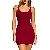 Missufe Women's Summer Bodycon Dress Scoop Neck Sleeveless Slim Fit 2025 Casual Basic Mini Dresses