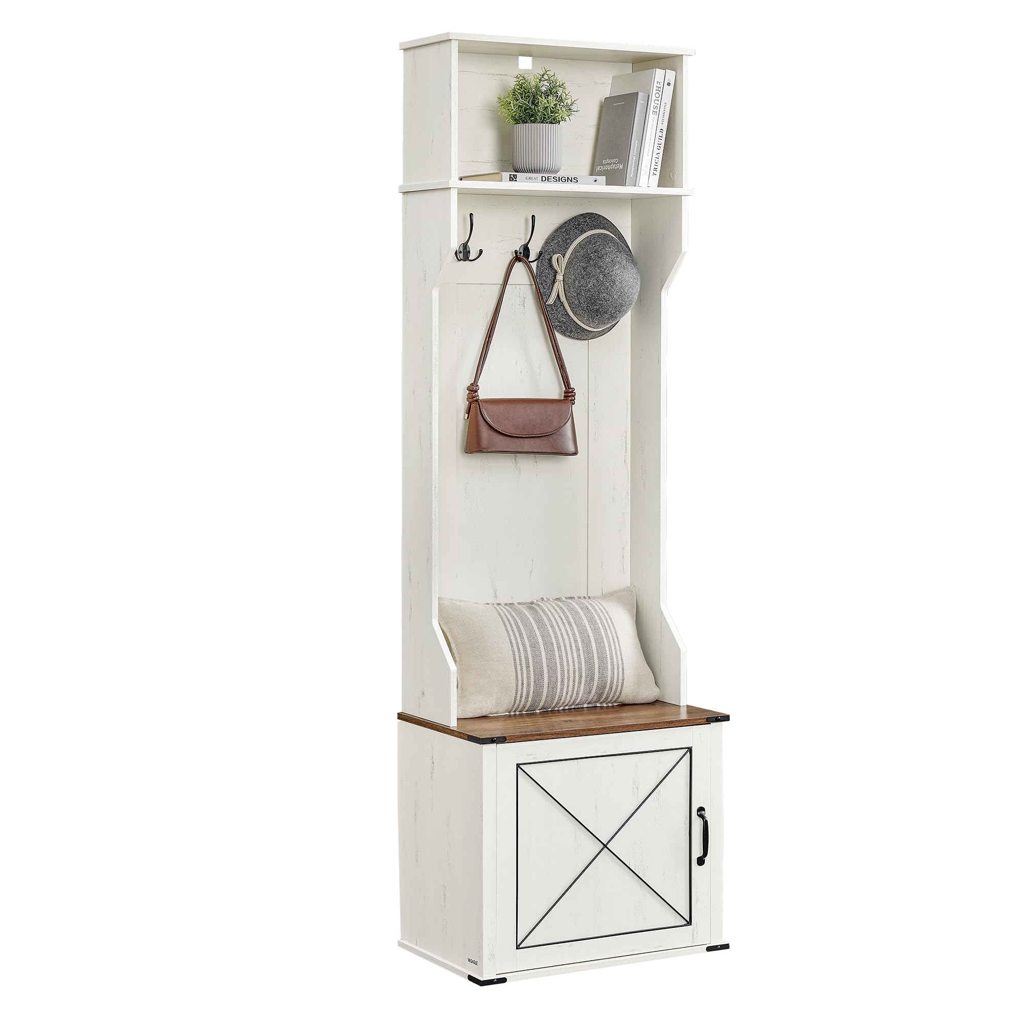 Photo 1 of ***FINALE SALE/NO RETURN, SOLD AS PARTS ONLY***
VASAGLE Hall Tree with Bench and Shoe Storage, Coat Rack with Shoe Bench, Entryway Furniture, 3 Tri-Hooks, Door with Handle, Farmhouse Style, Space Saving, Rustic White and Honey Brown UHSR441W01V1