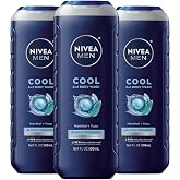 NIVEA MEN Cool 3-in-1 Body Wash with Menthol, Multipack, 3 x 16.9 FL OZ | 3-in-1 Face, Hair and Body Wash for Men, Menthol and Yuzu Scent, 24-Hour Freshness, Free of Parabens and Phthalates
