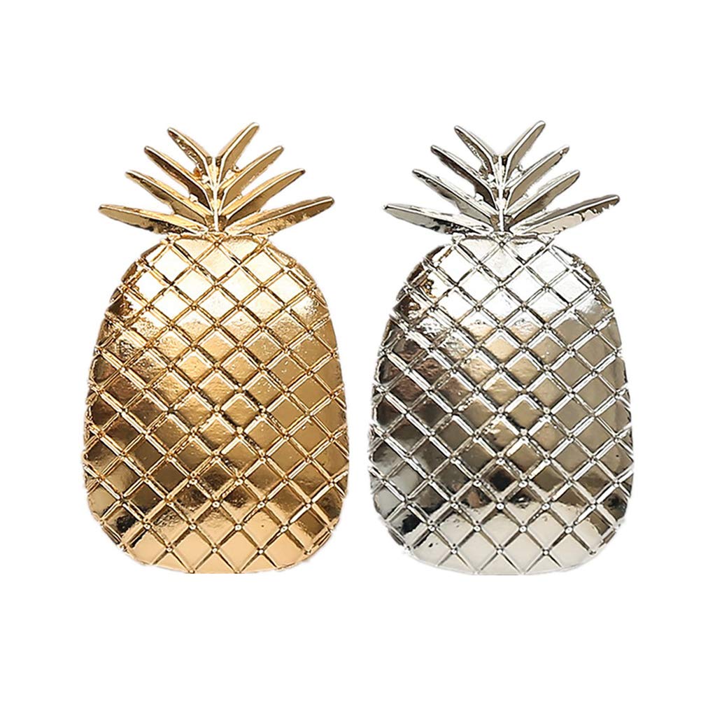 PRETYZOOM 2pcs Fashion Hair Pins Pineapple Shape Women Lady Girls Hair Clips Alloy Hair Barrettes Hair Accessories Decorations (Golden+Silver) for Hawaiian Party Supplies