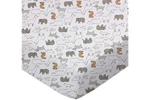 SHEETWORLD.COM SheetWorld Fitted Pack N Play Playard Sheet Compatible with Maxi COSI Swift Play Yard 31 x 39 inches, 100% Cotton Jersey, Hypoallergenic, Butter Soft, Baby Animals, Made in USA